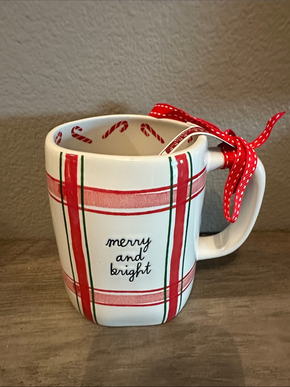 Rae Dunn Merry & Bright Plaid Mug